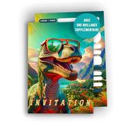 Edition Colibri Cartes d’invitation Dino - 10 cartes A6 à remplir | Invitations amusantes pour anniversaire enfant, fête dino, plage, garçon, fille