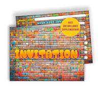 Edition Colibri Cartes d’invitation street art - 10 cartes A6 à remplir | Invitations graffiti cool pour fête ado, hip-hop, anniversaire garçon, fille