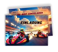 Edition Colibri Cartes d'invitation au coureur - Scène cool de kart - Pour anniversaire d'enfant ou fête - Lot de 10 cartes plates (A6) - Verso pour écrire