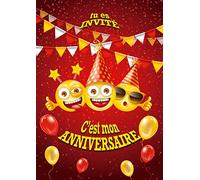 Edition Colibri C'est mon anniversaire 10 Cartes d'invitation avec des smileys drôle en Français, pour un anniversaire d'enfant fait (11131 FR)