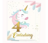 Edition Colibri Lot de 10 cartes d'invitation d'anniversaire - Motif licorne colorée avec paillettes - Format A6 - Verso pour écrire (2)