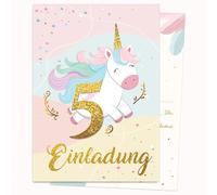 Edition Colibri Lot de 10 cartes d'invitation d'anniversaire - Motif licorne colorée avec paillettes - Format A6 - Verso pour écrire (3)
