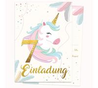 Edition Colibri Lot de 10 cartes d'invitation d'anniversaire - Motif licorne colorée avec paillettes - Format A6 - Verso pour écrire (4)