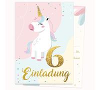 Edition Colibri Lot de 10 cartes d'invitation d'anniversaire - Motif licorne multicolore - Lot de 10 cartes plates (A6) - Verso pour écrire (2)