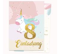 Edition Colibri Lot de 10 cartes d'invitation d'anniversaire - Motif licorne scintillante multicolore - Format A6 - Verso pour écrire