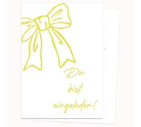 Edition Colibri Lot de 10 cartes d'invitation d'anniversaire - Motif nœud jaune simple - Format A6 - Verso pour écrire