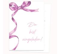 Edition Colibri Lot de 10 cartes d'invitation d'anniversaire - Motif nœud rose simple - Lot de 10 cartes plates (A6) - Verso pour écrire