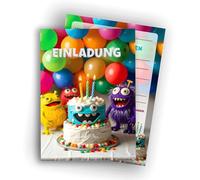 Edition Colibri Lot de 10 cartes d'invitation monstres colorées - Parfaites pour le prochain anniversaire d'enfant - Lot de 10 cartes plates (A6) - Verso pour écrire