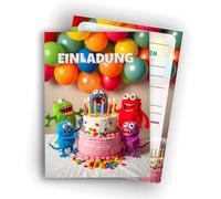 Edition Colibri Lot de 10 cartes d'invitation monstres colorées - Parfaites pour le prochain anniversaire d'enfant - Lot de 10 cartes plates (A6) - Verso pour écrire