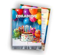 Edition Colibri Lot de 10 cartes d'invitation monstres colorées - Parfaites pour le prochain anniversaire d'enfant - Lot de 10 cartes plates (A6) - Verso pour écrire