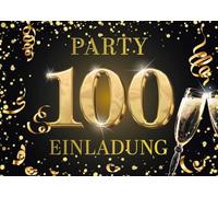 Edition Colibri Lot de 10 cartes d'invitation pour 100e anniversaire - Format A6 - Lot de 10 cartes d'invitation à écrire - Noir et doré (11186 DE)