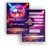 Edition Colibri Lot de 10 cartes d'invitation pour anniversaire d'enfant - Format A6 - Disco - Fête des années 80 et 90 - Invitation à un anniversaire