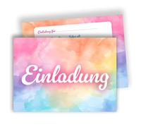 Edition Colibri Lot de 10 cartes d'invitation pour anniversaire - Nuages colorés - Style pastel aquarelle - Carte de rêve pour anniversaire - Format A6 - Verso pour écrire