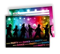 Edition Colibri Lot de 10 cartes d'invitation pour fête dansante - Silhouettes d'enfants dans la lumière néon - Disco Party - Lot de 10 cartes plates (A6) - Verso pour écrire