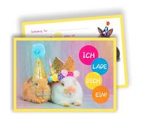 Edition Colibri Lot de 10 cartes d'invitation pour fête de lapins mignons avec chapeaux de fête - Lot de 10 cartes plates (A6) - Verso pour écrire
