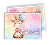 Edition Colibri Lot de 10 cartes d'invitation pour fête - Motif animal mignon avec ballon - Pour anniversaire d'enfant - Format A6 - Verso pour écrire