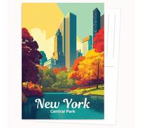 Edition Colibri Lot de 10 cartes postales plates (A6) - Vue sur la ville graphique multicolore - Verso pour écrire (2)