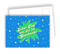 Edition Colibri Lot de 10 cartes postales pop art vertes et bleues - Chaque jour je te est un cadeau ! - Cartes de remerciement | Lot de 10 cartes plates (A6) - Verso pour écrire