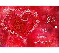 Edition Colibri Lot de 55 cartes postales élégantes pour lâcher de ballons de mariage/ballons avec cœur rouge - Respectueux de l'environnement car impression neutre