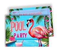 Edition Colibri Pool Party Lot de 10 cartes d'invitation - Flamant rose avec motif estival - Invitation pour toute fête | Lot de 10 cartes plates (A6) - Verso pour écrire