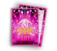 Edition Colibri VIP Party Lot de 10 cartes d'invitation - Paillettes et design disco - Invitation pour toute fête | Lot de 10 cartes plates (A6) - Verso pour écrire