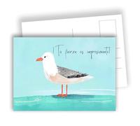 Edition Colibri Votre force est impressionnante ! - Carte postale bleu ciel avec mouette et message de dépassement | Lot de 10 cartes plates (A6) - Dos pour écrire