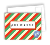 Edition Colibri Vous êtes un cadeau ! - Carte postale festive à rayures colorées pour remercier avec amour | Lot de 10 cartes plates (A6) - Dos pour écrire