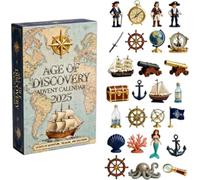 Édition collector compte à rebours 2025 Age of Discovery, ensemble de 24 objets de collection maritimes uniques, cadeau sur le thème de l'exploration nautique pour les passionnés d'histoire (1pcs)
