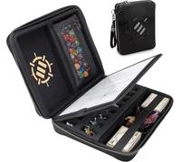 Édition Collector RPG Organisateur DND Reliure avec Porte-Feuille et Effaçable Panneau, Zone de Lancement de Dés, Pochette à Stylo Amovible, Plateau en Mousse pour Figurines (Dragon Noir)