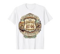 Édition du centenaire de la Route Mother Road 66 T-Shirt Graphique avec Valeur, Homme, Blanc, L
