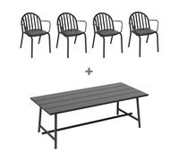 Édition exclusive set de jardin table 220x100cm + 4 chaises de jardin avec accoudoirs Fred's