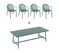 Édition exclusive set de jardin table 220x100cm + 4 chaises de jardin avec accoudoirs Fred's