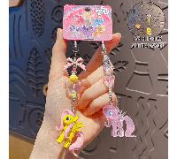 Édition Fluttershy, Porte-clés My Little Pony en forme de nez, Lanière de téléphone et décoration de sac, Adorable poney jaune avec perles papillon, Accessoire craquant pour les amoureux des animaux,