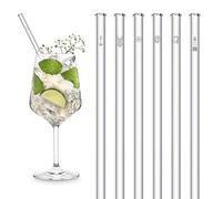 Édition HALM Motifs de la Baltique | 6 pièces droites 20 cm avec gravure | Vacances Océan Plage Phare Coquillage Mini Décoration Présent | Pailles en verre réutilisables gravées - Pailles en verre