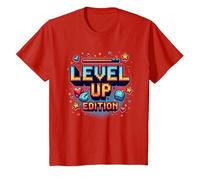 Édition Level Up : Célébration de la réussite du Joueur T-Shirt, Enfant, Rouge, 2 Ans