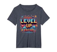 Édition Level Up : Célébration de la réussite du Joueur T-Shirt, Femme Grandes Tailles, Bleu Chiné, 2X