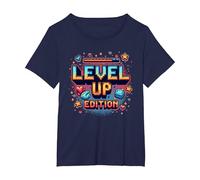 Édition Level Up : Célébration de la réussite du Joueur T-Shirt, Femme Grandes Tailles, Bleu Marine, 2X