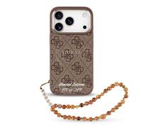 Edition Limitée Étui Coque IPHONE 17 Pro Guess Simili Cuir Marron Chaîne Magsafe