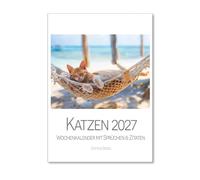Edition Seidel Calendrier hebdomadaire de qualité supérieure - Citations de chats 2027 - Format A4 - Calendrier mural allemand - Calendrier mural avec phrases de sagesse - Chaton chat chat chat chat