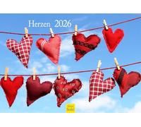 Edition Seidel Calendrier mural 2026 de qualité supérieure - Format A3 - Cœur en pierre - Cœur en bois - Amour et amitié