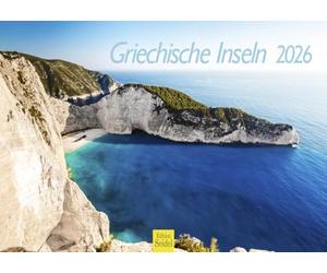 Edition Seidel Calendrier mural 2026 de qualité supérieure - Format A4 - Pour l'Europe, la Grèce, la Crète, Kos, Zakynthos, Santorin, Mykonos, Rhodes