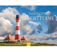 Edition Seidel Calendrier mural 2026 de qualité supérieure - Motif phare - Format DIN A3 - Allemagne - Danemark - France - Angleterre - Écosse - Nouvelle-Zélande - Italie - Mer - Côte chrétienne