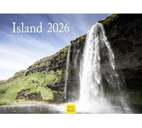 Edition Seidel Calendrier mural Islande 2026 - Format A3 - Pour l'Europe - Scandinavie - Nature - Montagnes - Geyser, Fjords - Cascade - Chevaux islandais