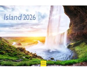 Edition Seidel Calendrier mural Islande 2026 - Format A3 - Pour l'Europe - Scandinavie - Nature - Montagnes - Geyser, Fjords - Cascade - Chevaux islandais