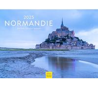 Edition Seidel Calendrier mural Normandie 2025 de qualité supérieure - Format A3 - Europe du Nord - France - Saint-Michel - Côte - Mer - Plage - Roches calcaires - Phare Peter Schickert