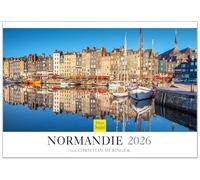 Edition Seidel Calendrier mural Normandie 2026 de qualité supérieure - Format A4 - Nord de la France - Fermanville Rouen - Barfleur - Roches calcaires - Côte escarpée - Mer Port Christian Müringer