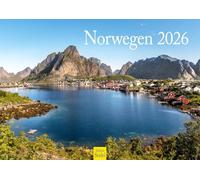 Edition Seidel Calendrier mural Norvège 2026 de qualité supérieure - Format A3 - Scandinavie - Oslo Trondheim Bergen - Glacier - Jords côtiers - Aurores boréales - Aurores boréales
