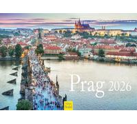 Edition Seidel Calendrier mural Prague 2026 - Format A3 - Pour l'Europe - République tchèque - Pont Charles - Tour d'eau - Danube - Métropole