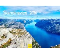 Edition Seidel Calendrier mural scandinave 2026 de qualité supérieure - Format A4 - Norvège - Suède - Danemark - Islande - Finlande - Laponie - Fjords - Geyser - Aurores boréales