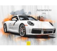 Edition Seidel Calendrier Premium Fascination 911 2026 Format A4 Calendrier mural Calendrier automobile Luxe Voiture de course Moderne Style Pop Art Collage